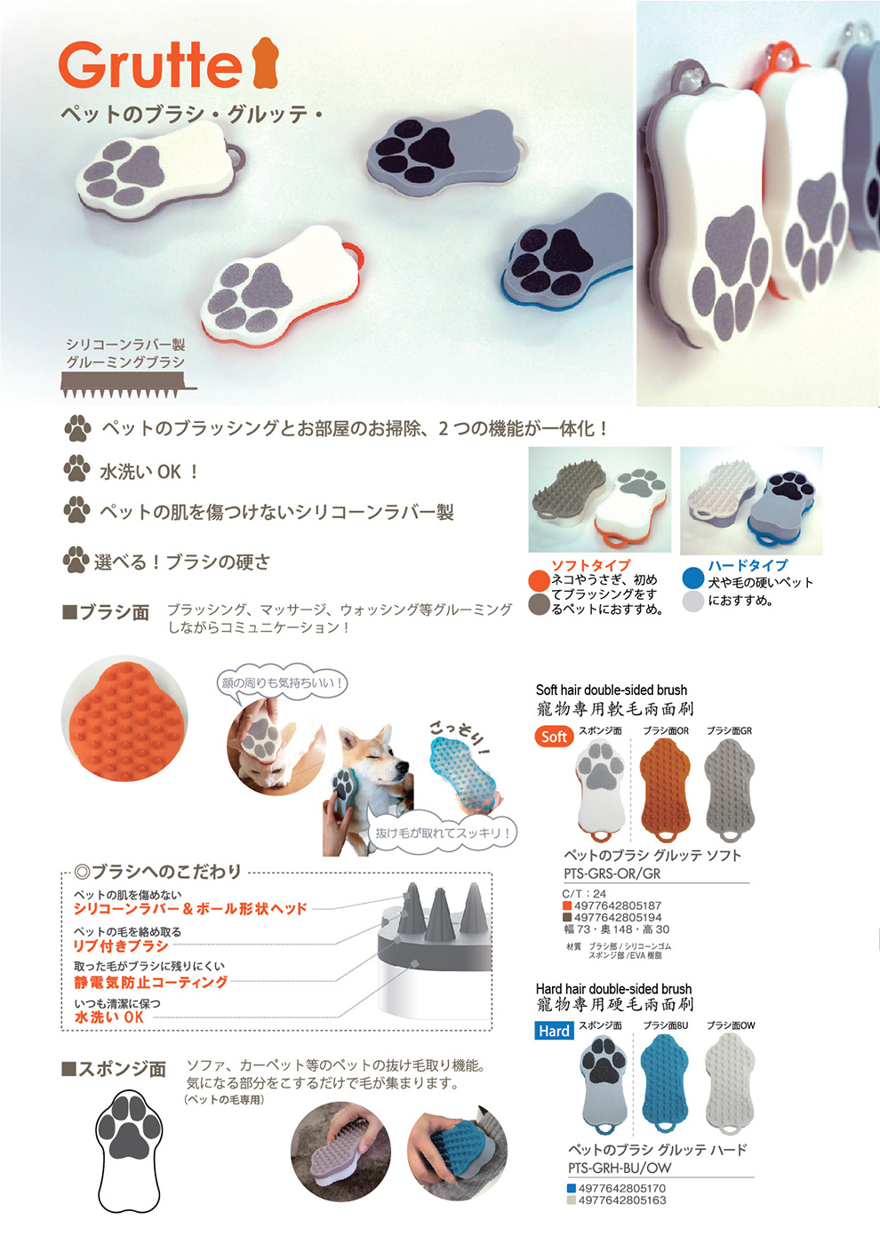 HARIO, Pet goods, Made in Japan, Dog, Cat, Grutte, soft, hard, PTS-GRS-OR, PTS-GRS-GR, PTS-GRH-BU, PTS-GRH-OW