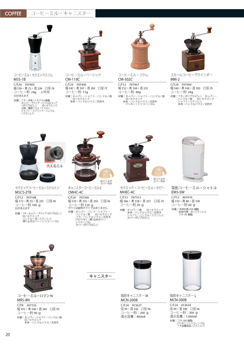 Catalog 2012, COFFEE, MILL, MSS-1B, CM-118C, CM-502C, MM-2, MSCS-2TB, CMHC-4C, MHEC-4C, EMS-5W, MRS-8N, MCN-200B, MCN-300B