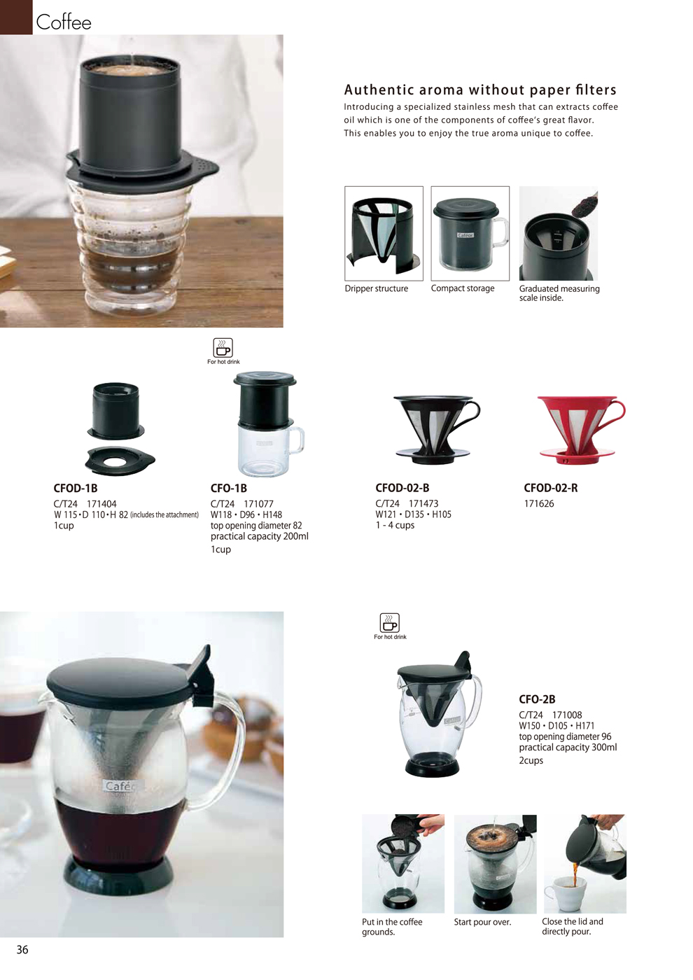 Catalog 2018, Coffee, Aroma, stainless mesh, Metal filter, CFOD-1B, CFO-1B, CFOD-02-B, CFOD-02-R, CFO-2B