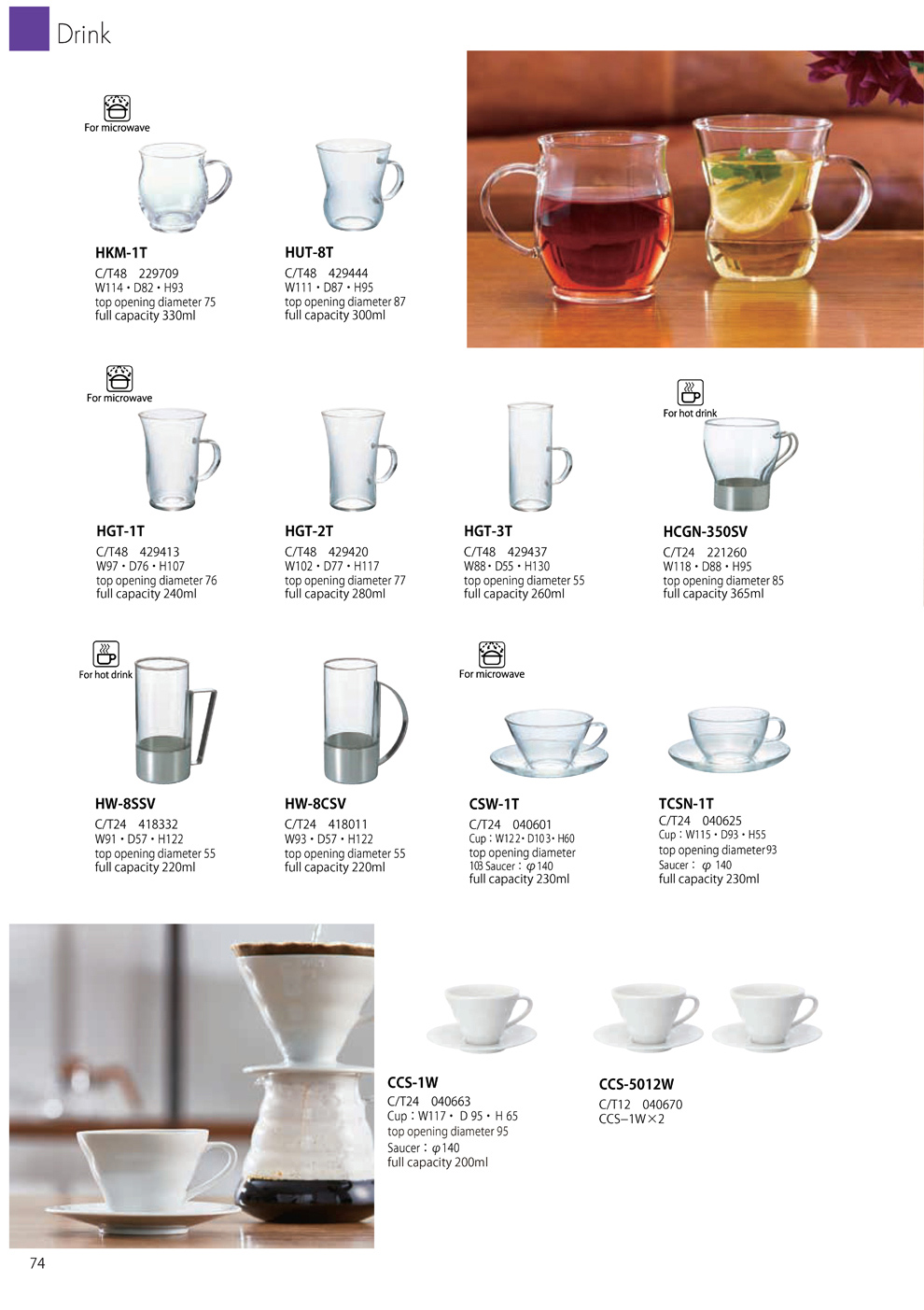 Catalog 2019, Drink, HKM-1T, HUT-8T, HGT-1T, HGT-2T, HGT-3T, HCGN-350SV, HW-8SSV, HW-8CSV, CSW-1T, TCSN-1T, CCS-1W, CCS-5012W