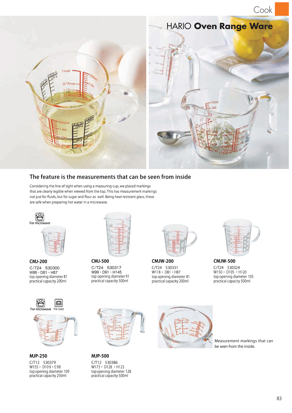Catalog 2019, Cook, Measuring cup, Oven Range Warem, CMJ-200, CMJ-500, CMJW-200, CMJW-500, MJP-250, MJP-500