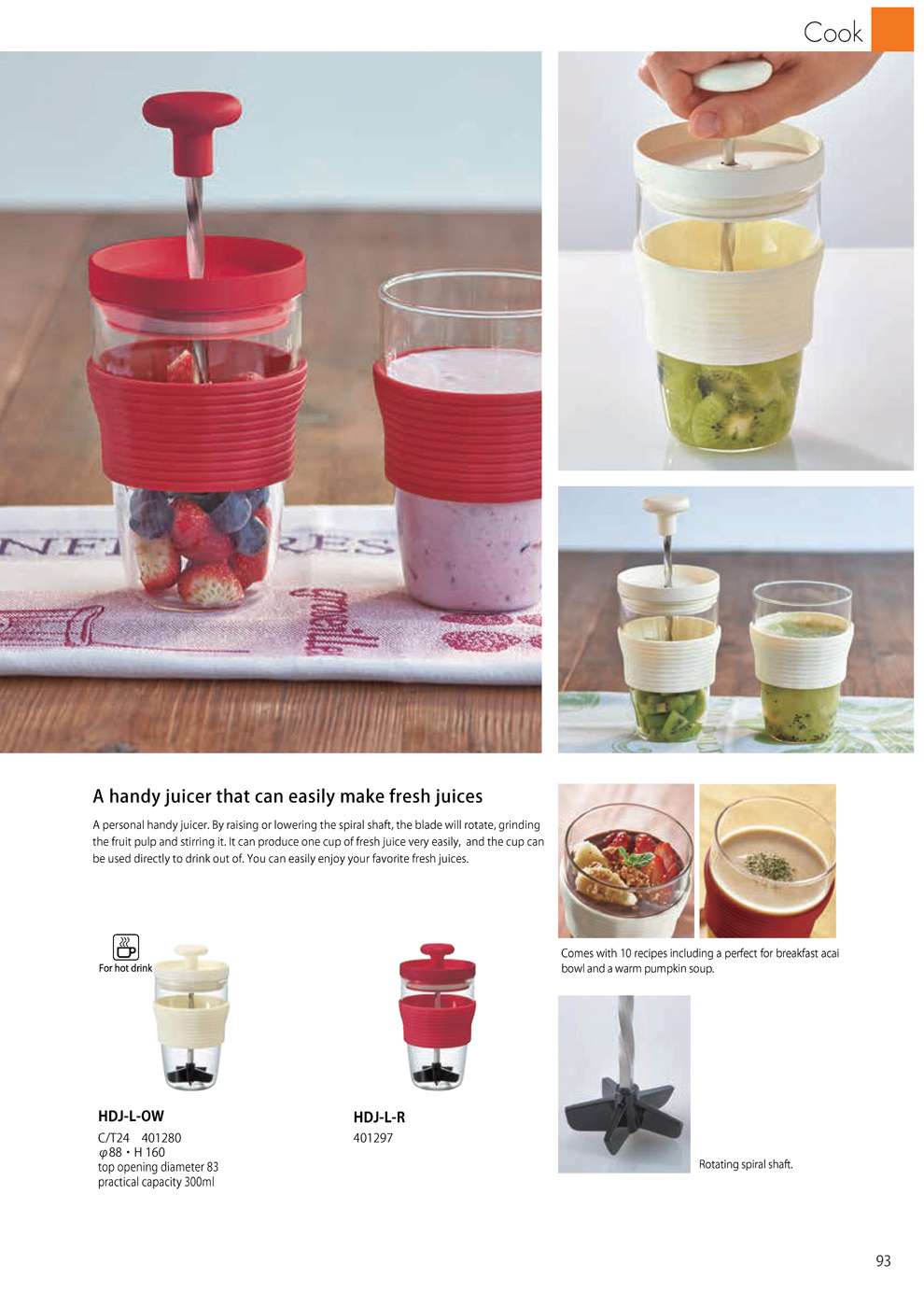 Catalog 2019, Cook, Fruits Smoothie Maker, Handy juicer, HDJ-L-OW, HDJ-L-R