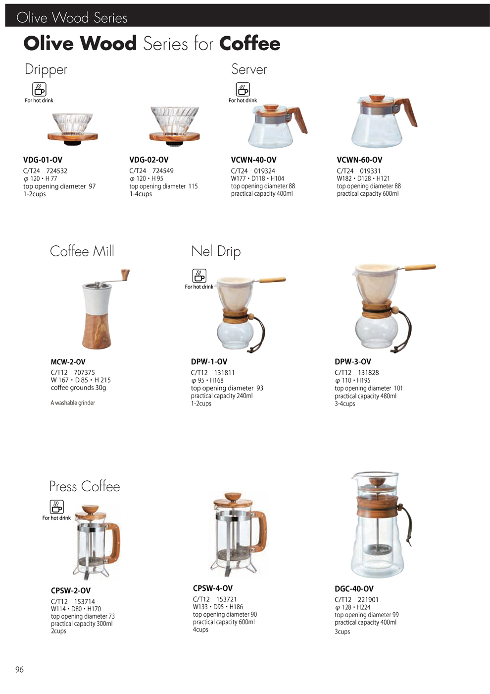 Catalog 2019, Olive Wood, Coffee, Dripper, Server, Coffee Mill, Nel Drip, Pree Coffee, VDG-01-OV, VDG-02-OV, VCWN-40-OV, VCWN-60-OV, MCW-2-OV, DPW-1-OV, DPW-3-OV, CPSW-2-OV, CPSW-4-OV, DGC-40-OV