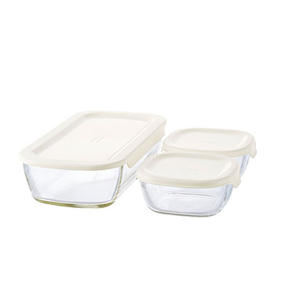 Heatproof Stacking Containers S 3pc Set - KSTL-S-2508-OW