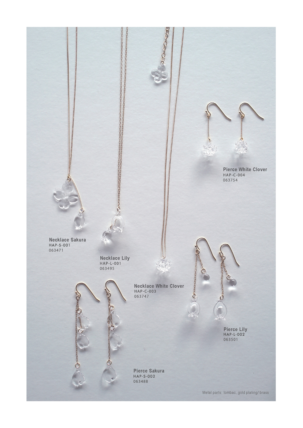 Lampwork Factory, LWF, craftsmen, handmade jewelry, Made in Japan, delicate design, Plants, Pierce, Necklace, HAP-C-004, HAP-S-001, HAP-L-001, HAP-C-003, HAP-S-002, HAP-L-002